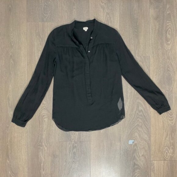 Aritzia Wilfred Blouse Half Button Front Long Sleeve Sheer Black Size XS - Picture 8 of 13